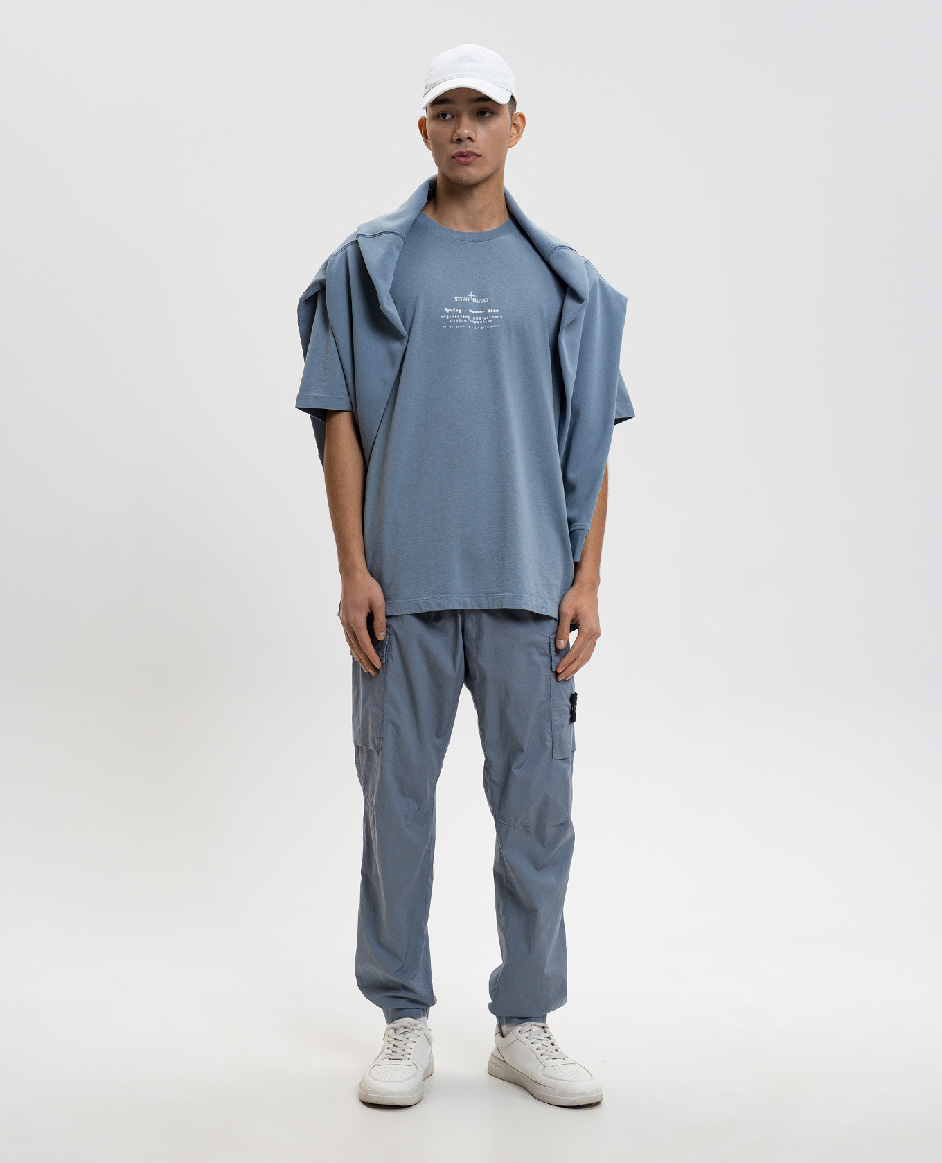 

Blue T-shirt with logo print Stone Island, Light blue
