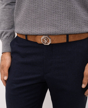 Stefano Ricci Suede brown belt with monogram logo N381SDC366P