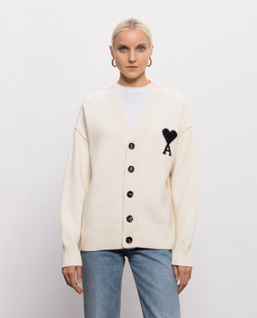 Ami Paris Ivory wool cardigan UKC367018