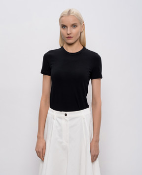 Brunello Cucinelli Black T-shirt with monil chain M0T18B0170