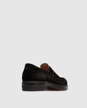 Santoni Black suede loafers WUYW72448NERNHSY