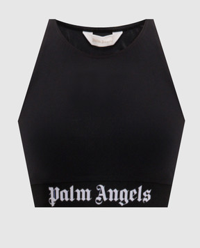 Palm Angels Black top with logo pattern PWVO024S26FAB001