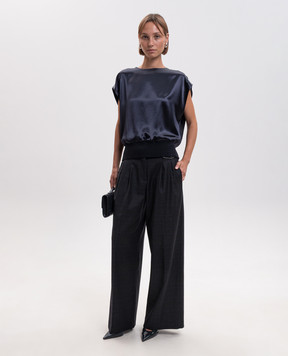 Peserico Gray wool checked pants A0414505778