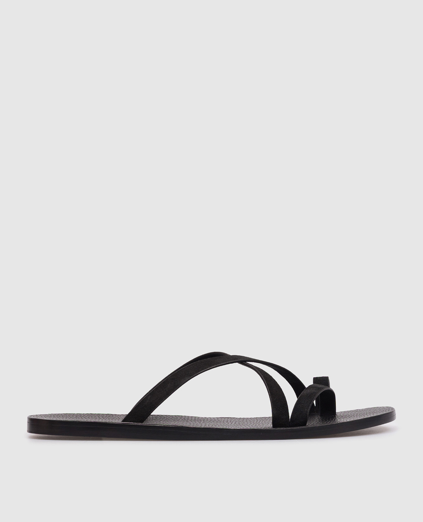 Black suede flip-flops