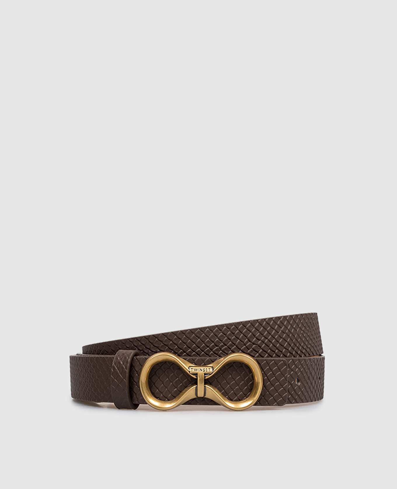 

Brown leather belt with logo engraving Twinset