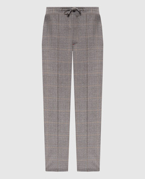 ISAIA Gray wool checked pants PNC05399628