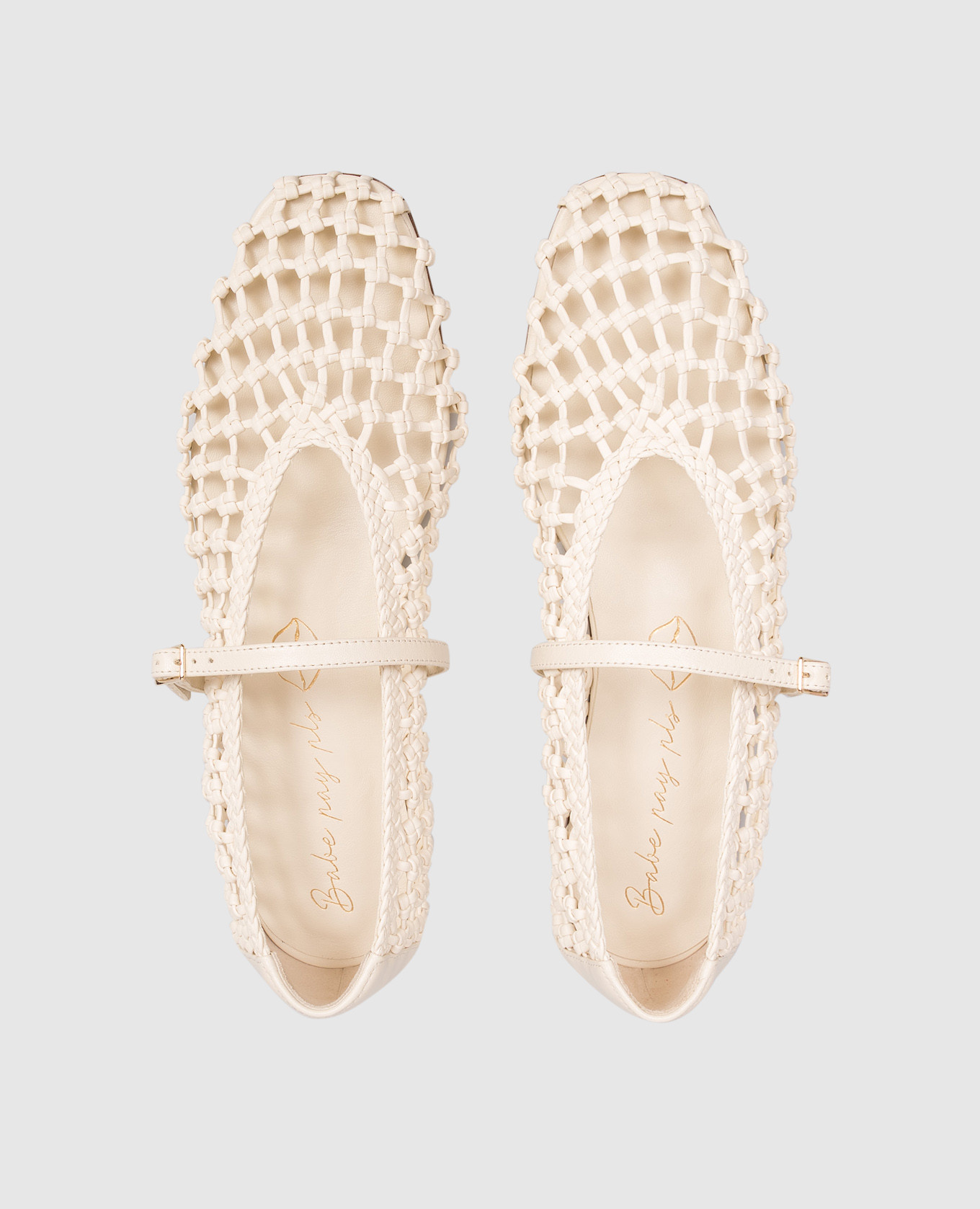 Ivory leather ballet flats with weaving Babe Pay Pls 4