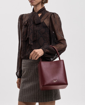 Twinset Burgundy bucket bag with textured logo 262TB7035