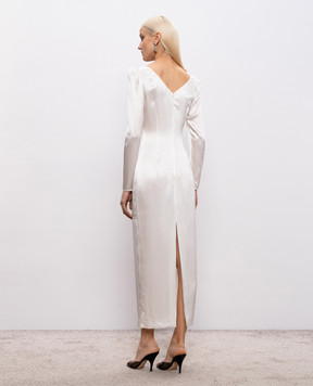 Alessandra Rich White silk maxi dress with lace FABX4318F4376