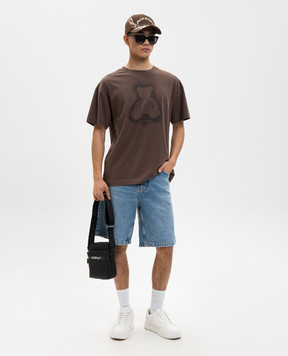 Palm Angels Brown Spray Bear T-shirt PMAA109S26JER001