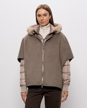MooRER Brown PEGASO down jacket with wool vest PEGASOIKA