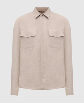 Canali Beige linen shirt AE0595831021