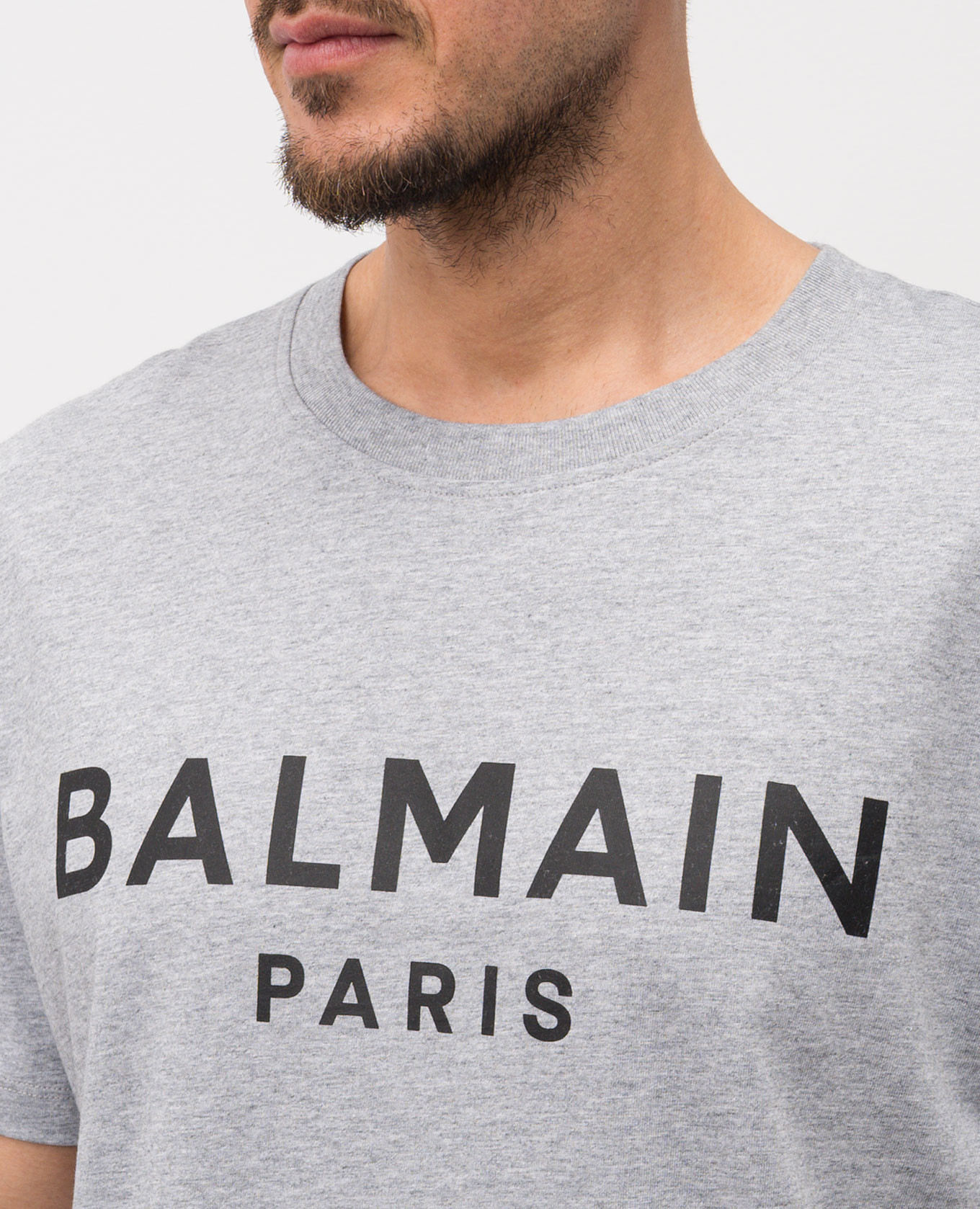 Grey T-shirt with logo Balmain 5