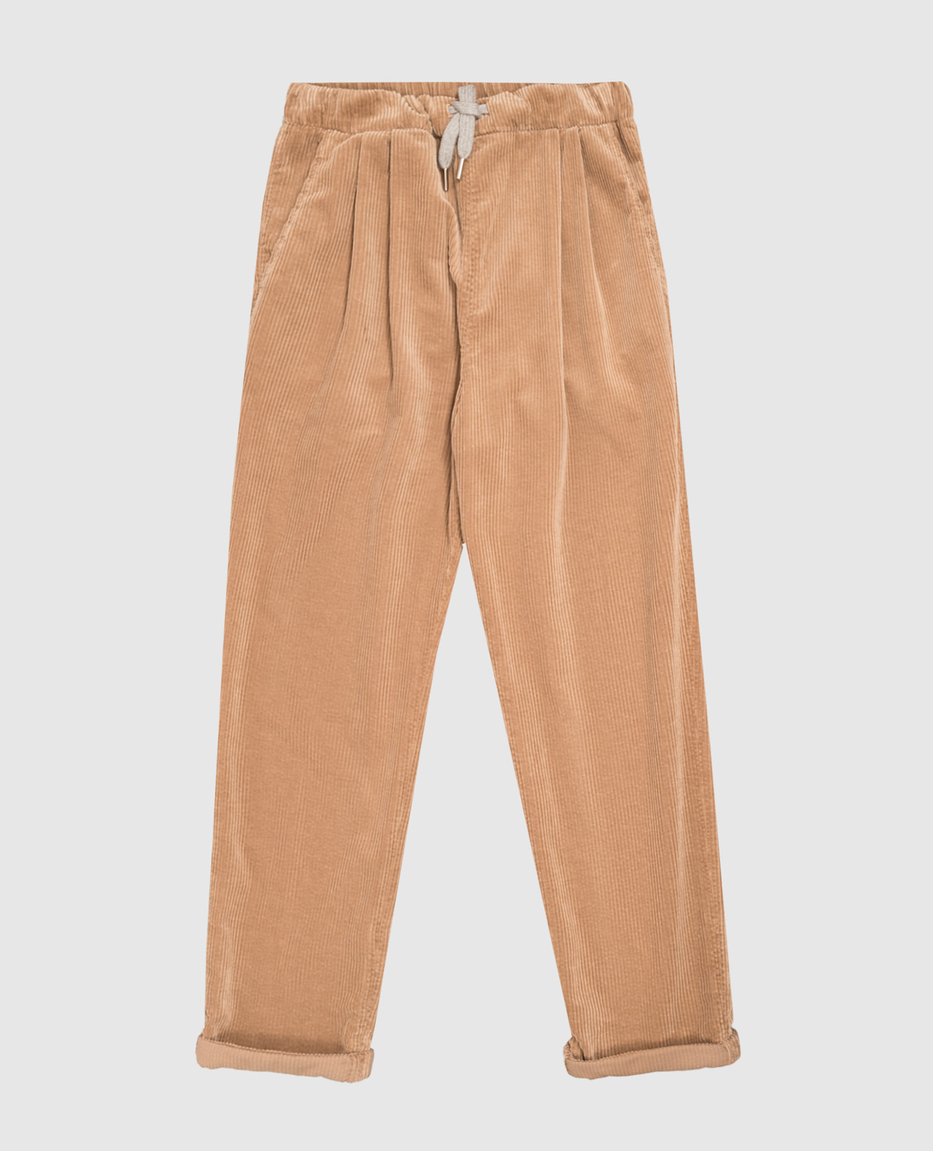 Children's brown corduroy pants with lapels Brunello Cucinelli