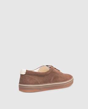 Brunello Cucinelli Brown suede sneakers with logo patch MZUEIVZ354