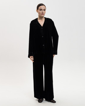Asceno Austin Black Velvet Pajama Pants with Silk B050F40C01