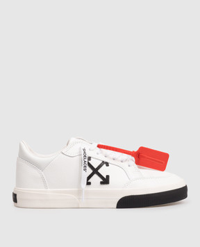 Off-White White Vulcanized Leather Sneakers with Emblem OMIA293C99LEA002