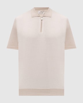 Enrico Mandelli Beige polo shirt with patterned silk 1K024A5703