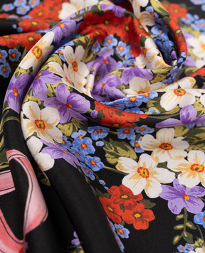 Dolce&Gabbana Black silk scarf with floral print FN092RGDDLI