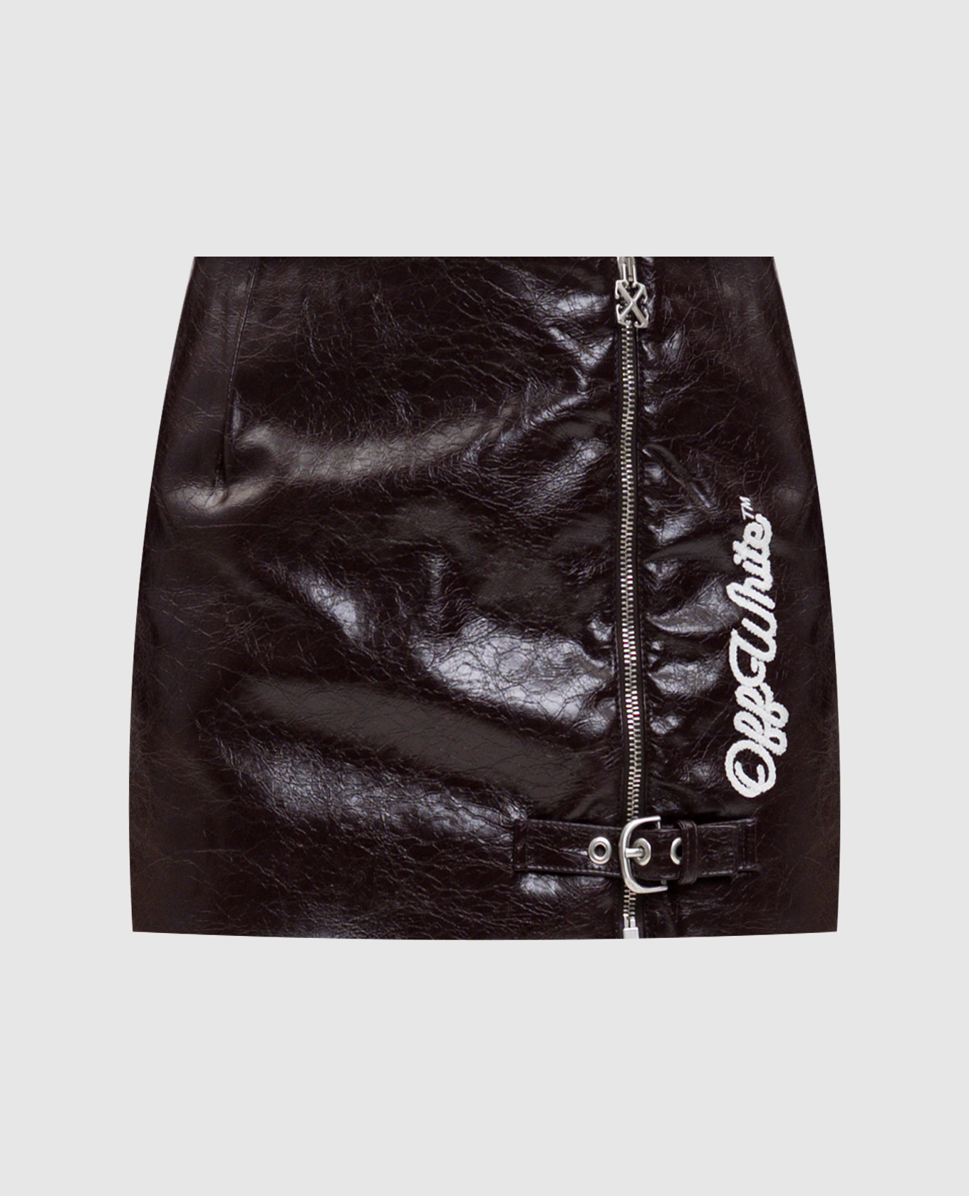 

Burgundy glossy mini skirt with logo Off-White