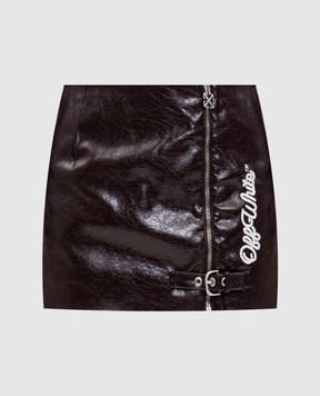 Off-White Burgundy glossy mini skirt with logo 2CU01GF25FAB001
