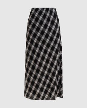 Y`S Yamamoto Black checkered maxi skirt YKS42531