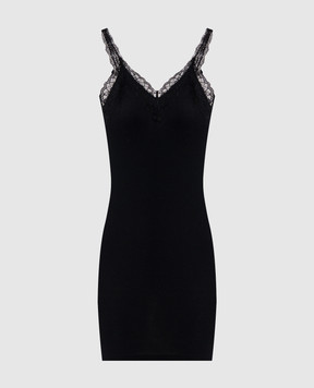 Vetements Black ribbed mini dress with lace WE76DR428B