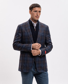 ISAIA Blue checked jacket 521GFI9968K