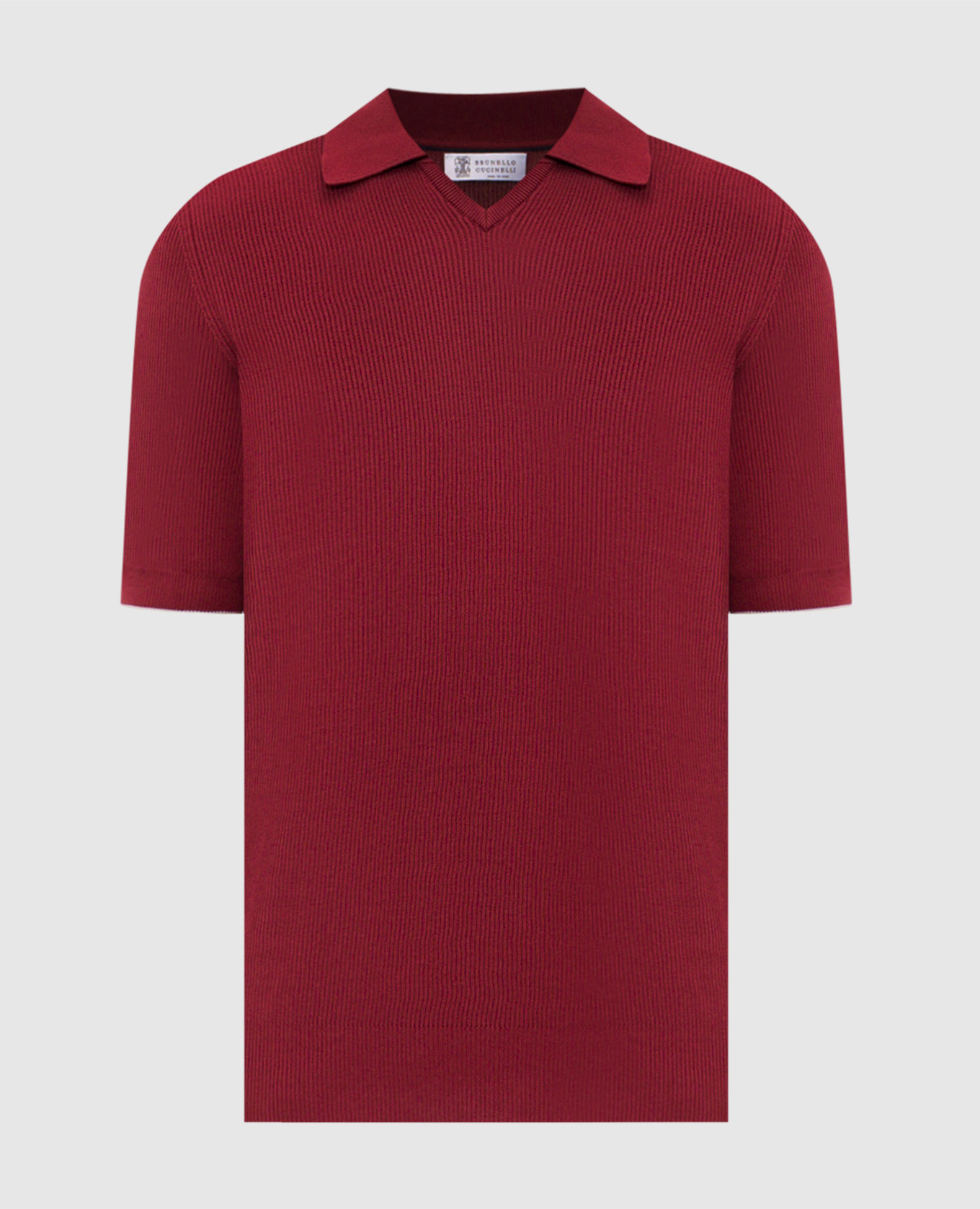 Burgundy t-shirt with a scar
