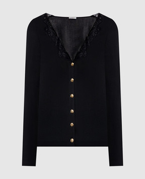 Balmain Black cardigan with lace CA0000000011