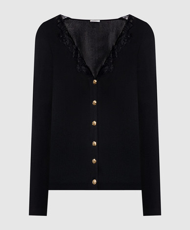 Zwart vest met kant