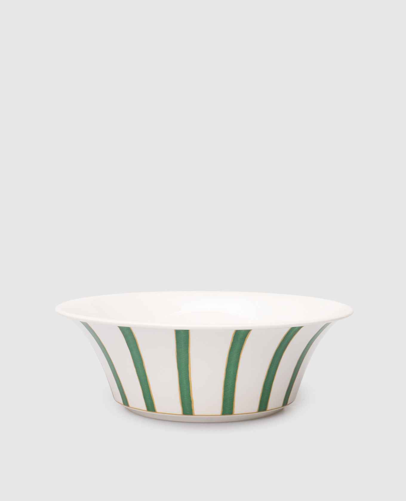 

White porcelain salad bowl Striche Verdi e Oro Geminiano Cozzi 1765