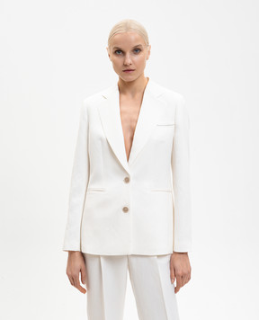 Peserico White linen jacket with monil chain A0120206668