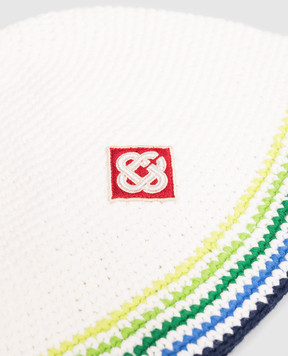 Casablanca Children's knitted white panama hat KSP26HAT11501EXBC
