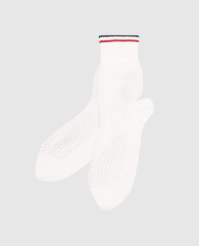 Brunello Cucinelli White socks with an openwork pattern and contrasting stripes MCSCO9109