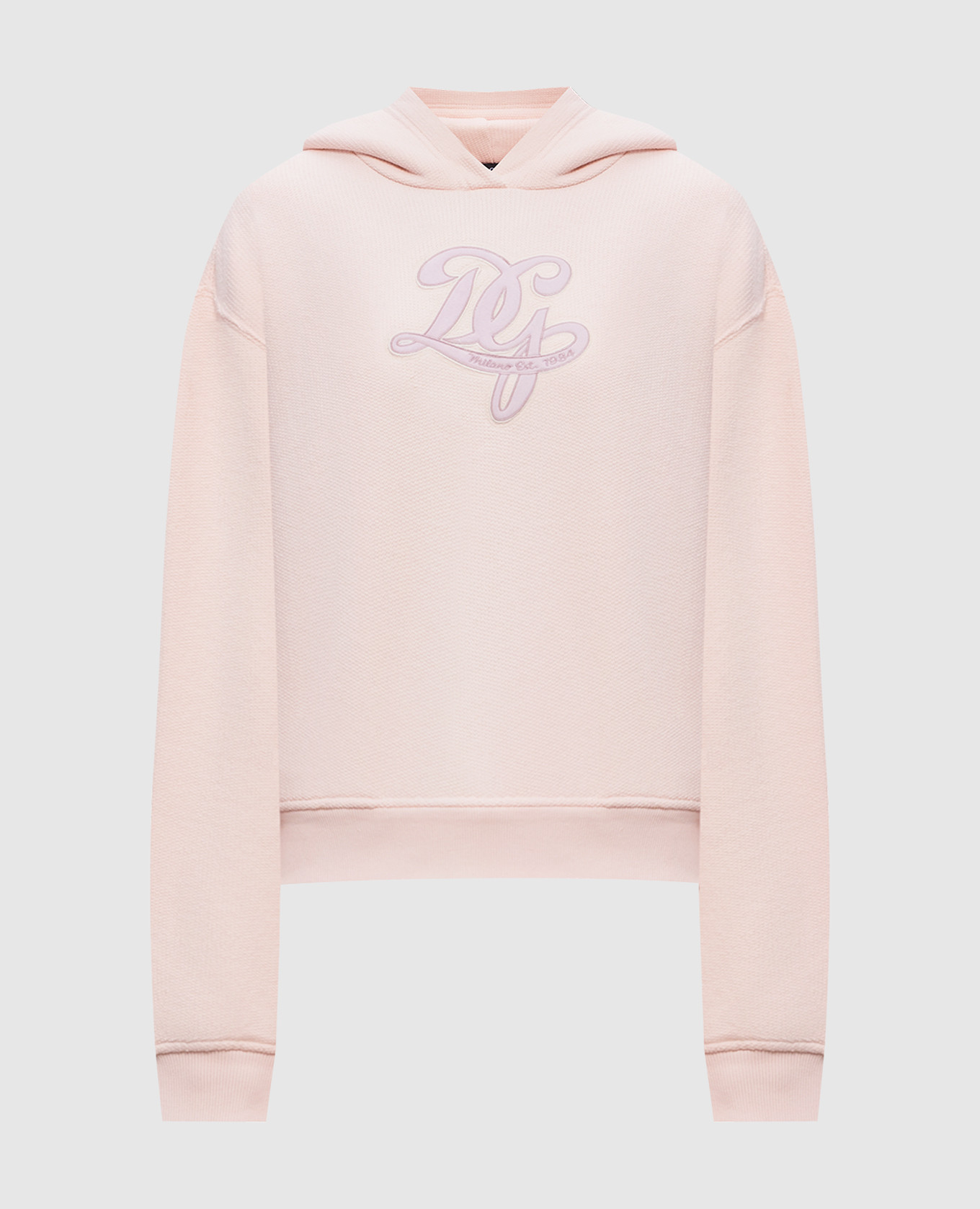 Pink hoodie with monogram patch