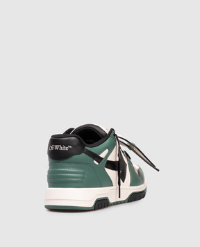 Off-White Out Of Office Green Leather Sneakers OMIA189F25LEA003