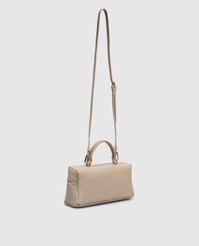 Christian Villa Beige leather bag with logo print 06301