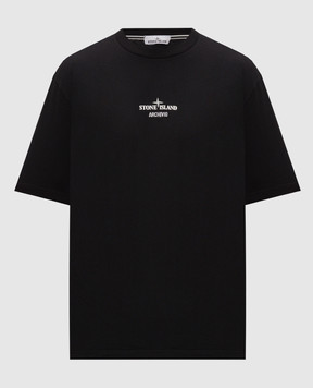 Stone Island Black T-shirt with ARCHIVIO print L2S152100033S0091