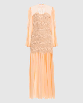 Twinset Beige maxi dress with lace 261TP2784