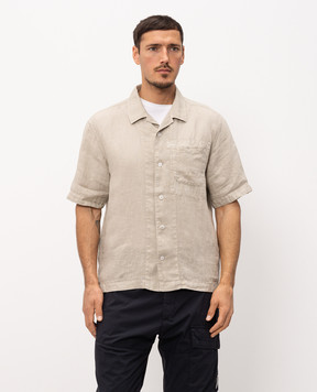 C.P. Company Beige linen shirt with logo print MSH258A110533G