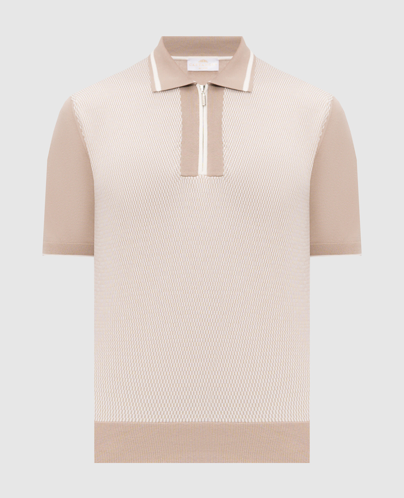 Beige polo shirt with a pattern Castangia dal 1850