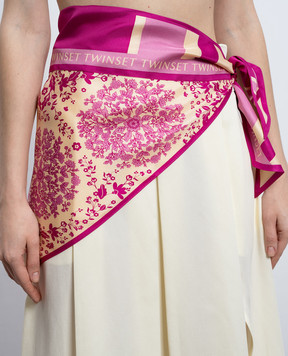 Twinset Pink silk bactus with floral print 261TO5150