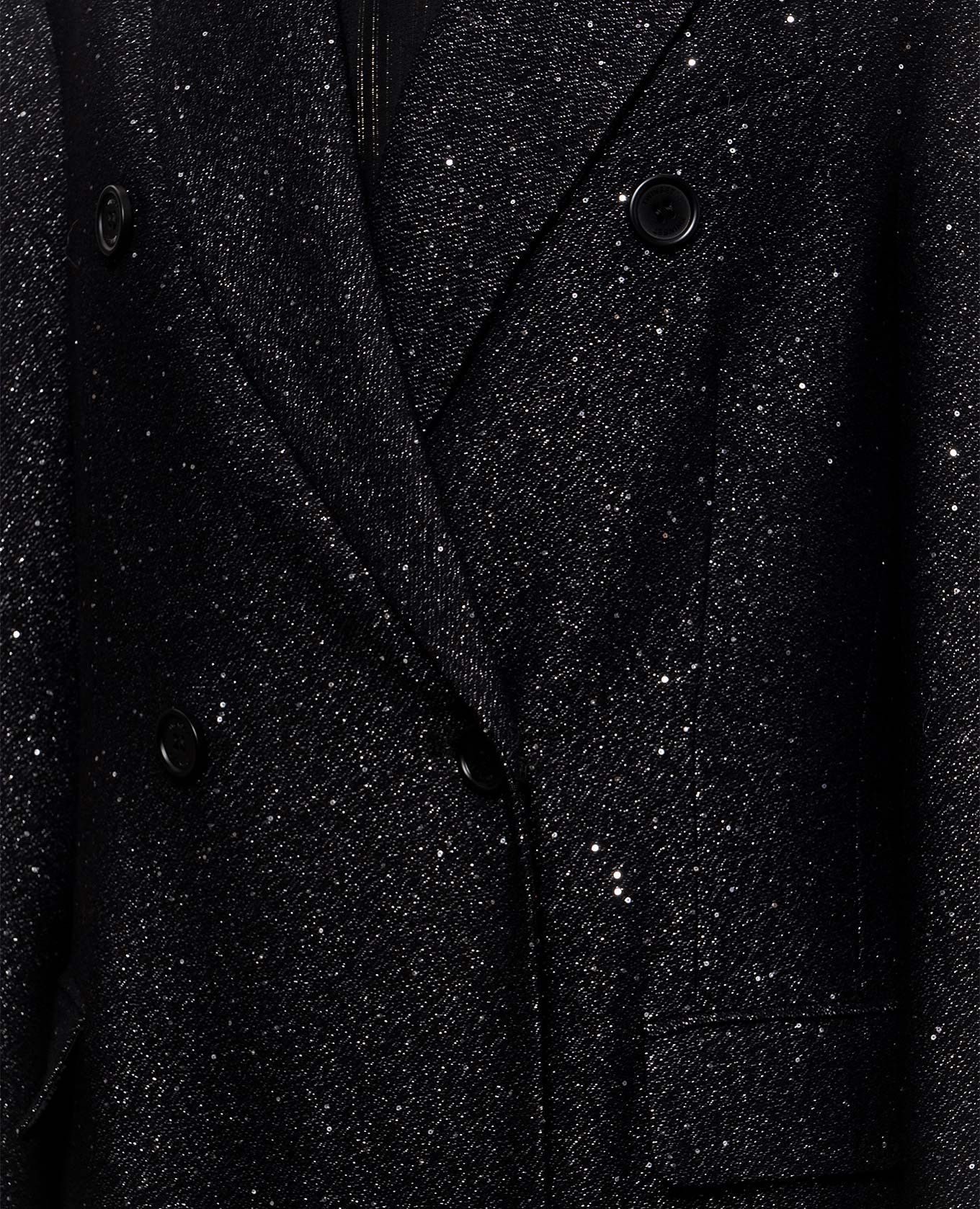 Black double-breasted coat with lurex Twinset 5