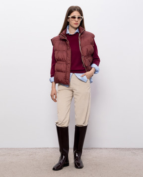 Brunello Cucinelli Burgundy quilted down vest MD5987612P