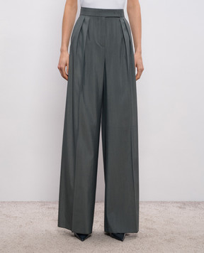 Max Mara GIALLO green wool and silk high-rise trousers MXMGIALLO