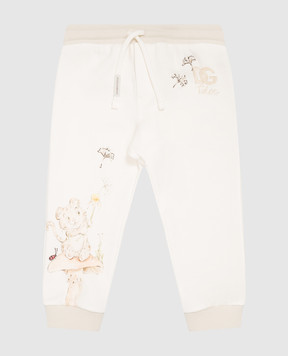 Dolce&Gabbana Children's ivory joggers with print L1JPIGG7P8J
