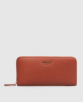Twinset Terracotta wallet with metal logo 261TH7011