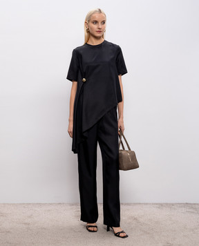Loulou de Saison MADEA black asymmetric silk blouse MADEA