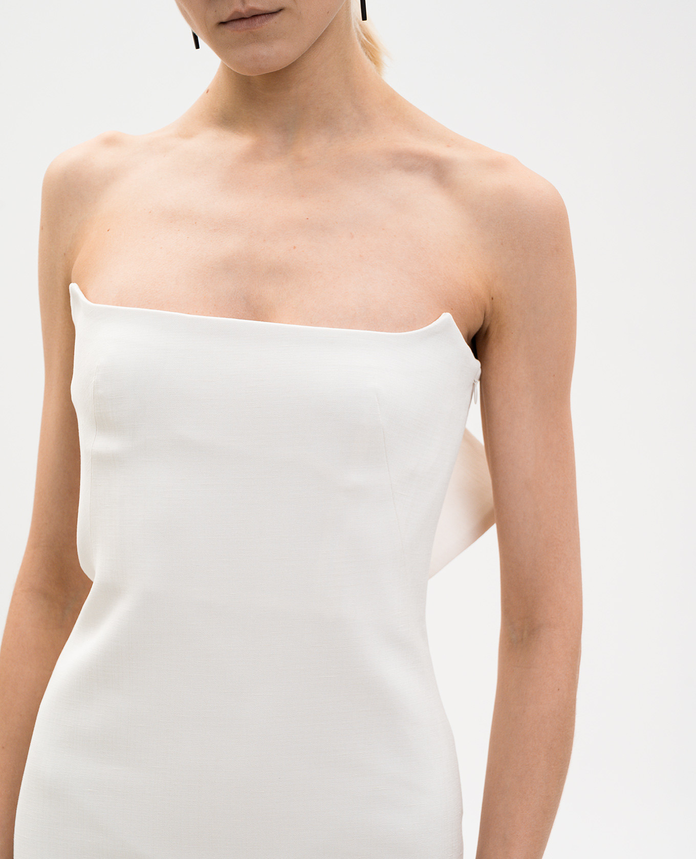 Allacciami white midi dress with linen SSHEENA 4